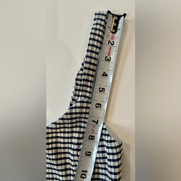 Lulu's Plaid White Navy Checkered Crop Top Cotton Blend Size Small - Picture 9 of 14